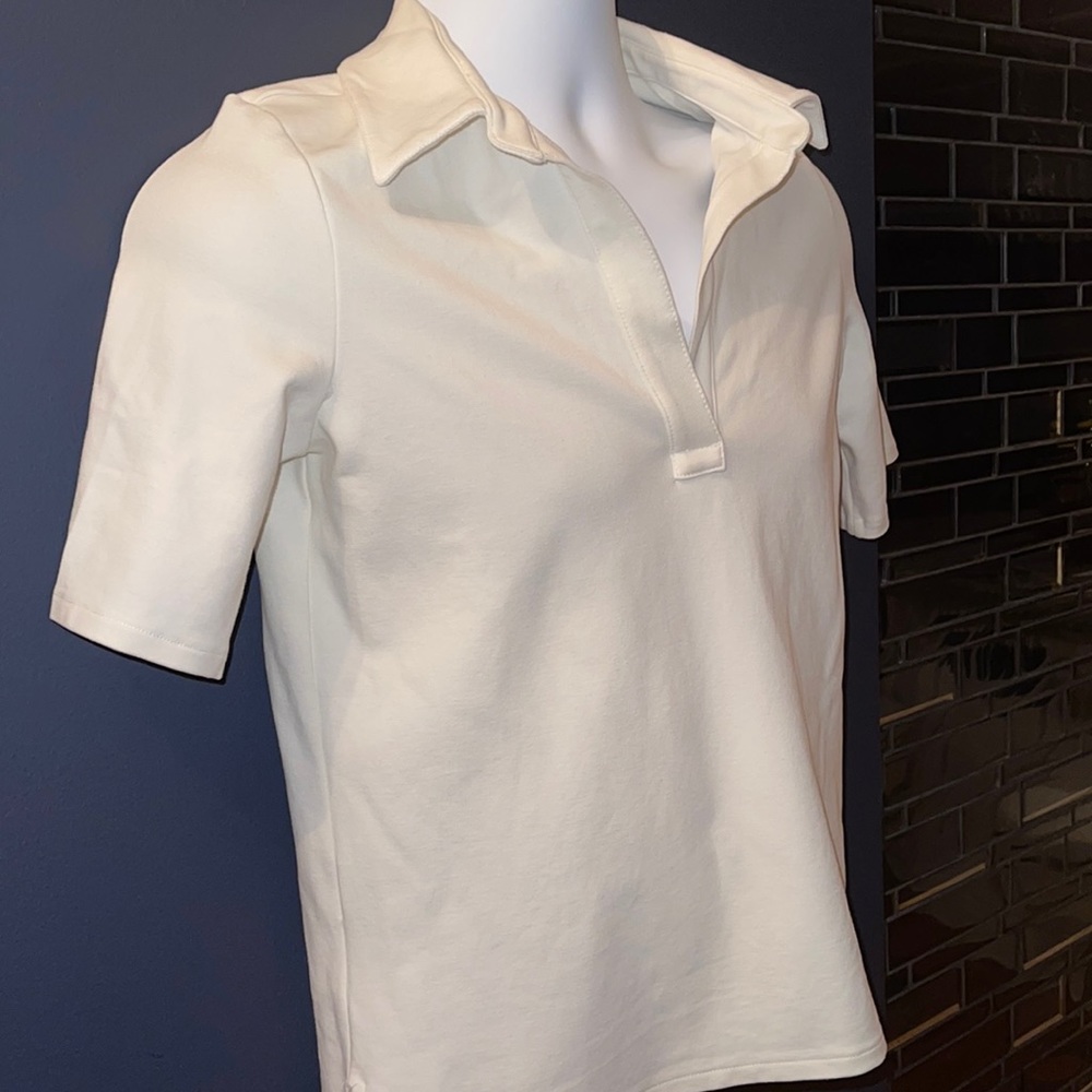 Theory Women's Cream Polo Top